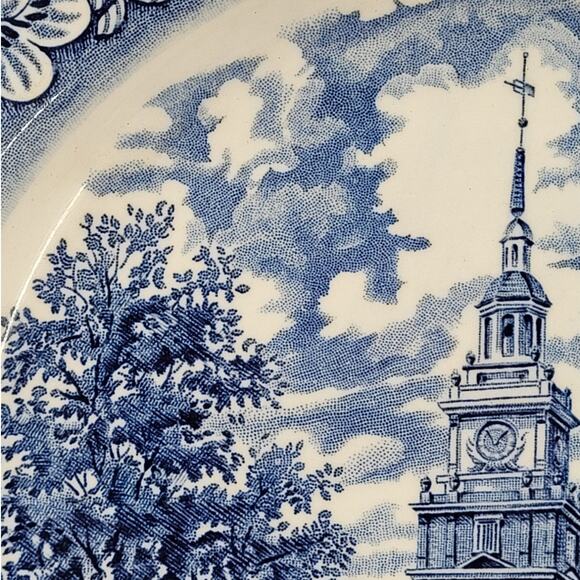 Staffordshire Vintage Liberty Blue 1776 Colonial Transferware 2 Dinner Plate 1-5 - Picture 8 of 10